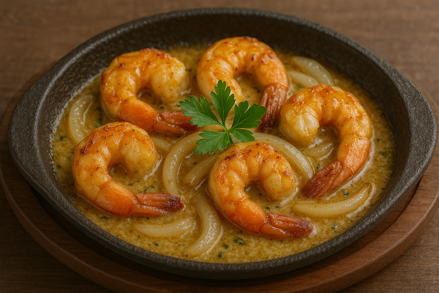 Creamy Garlic Butter Sizzling Prawns